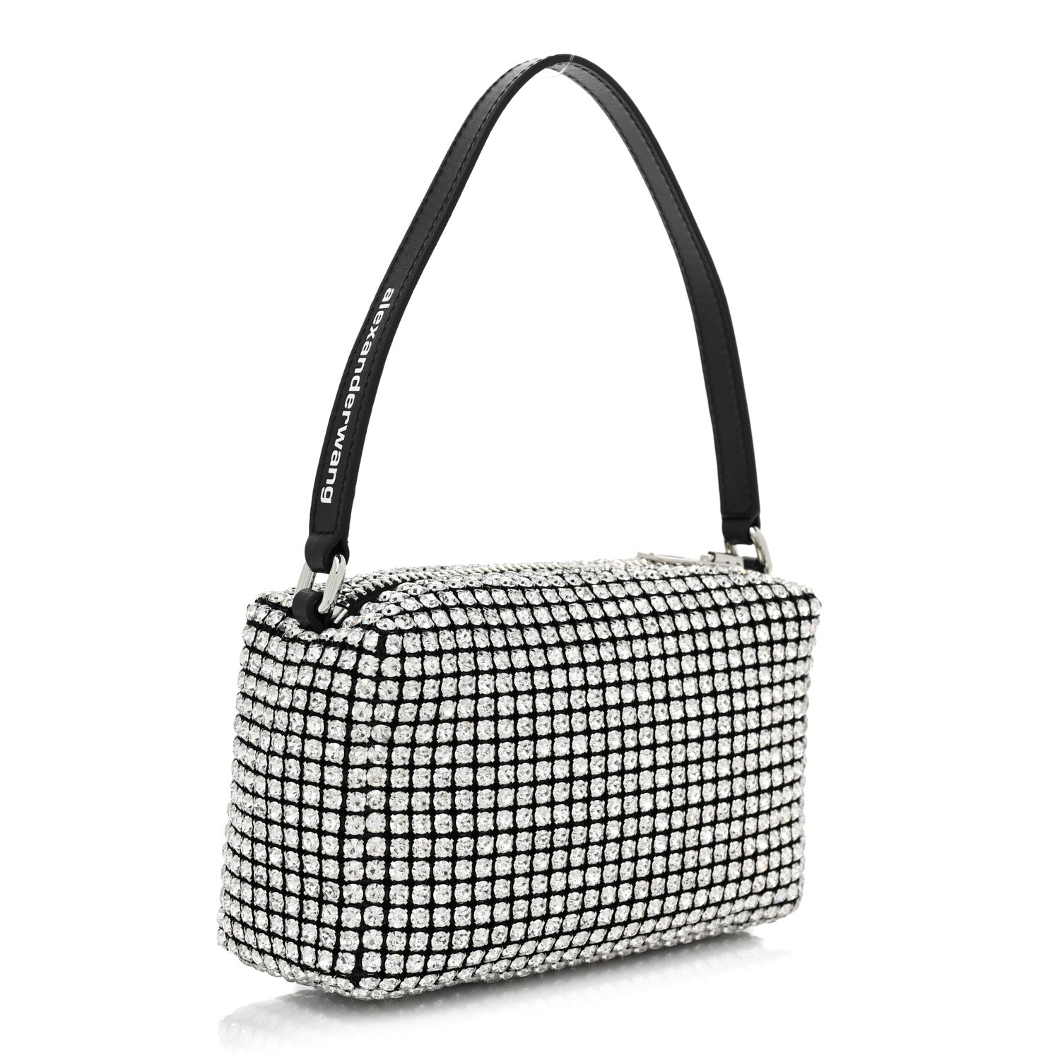 Alexander Wang Mesh Crystal Rhinestone Mini Heiress Pouch Black Silver 3 of 8