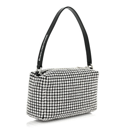Alexander Wang Mesh Crystal Rhinestone Mini Heiress Pouch Black Silver 3 of 8