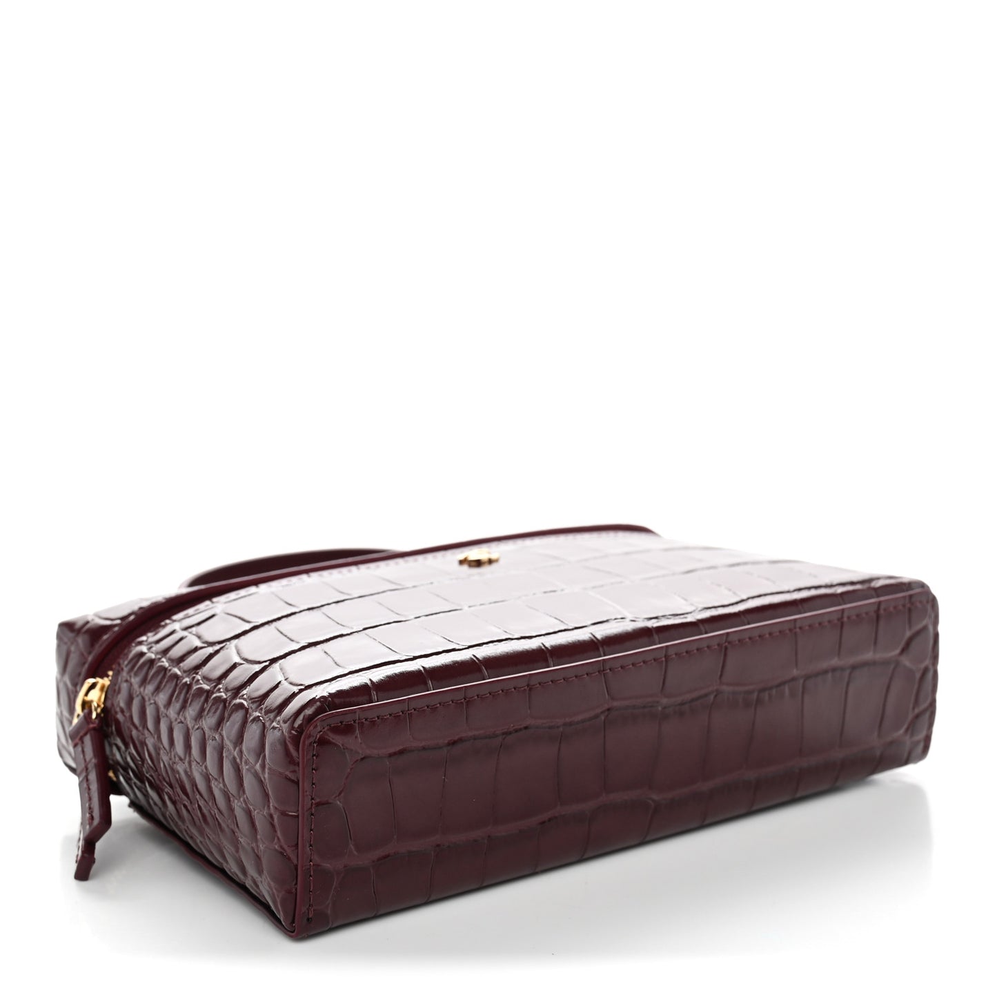 Calfskin Crocodile Embossed Crococo Exoticoco Vanity With Chain Dark Burgundy