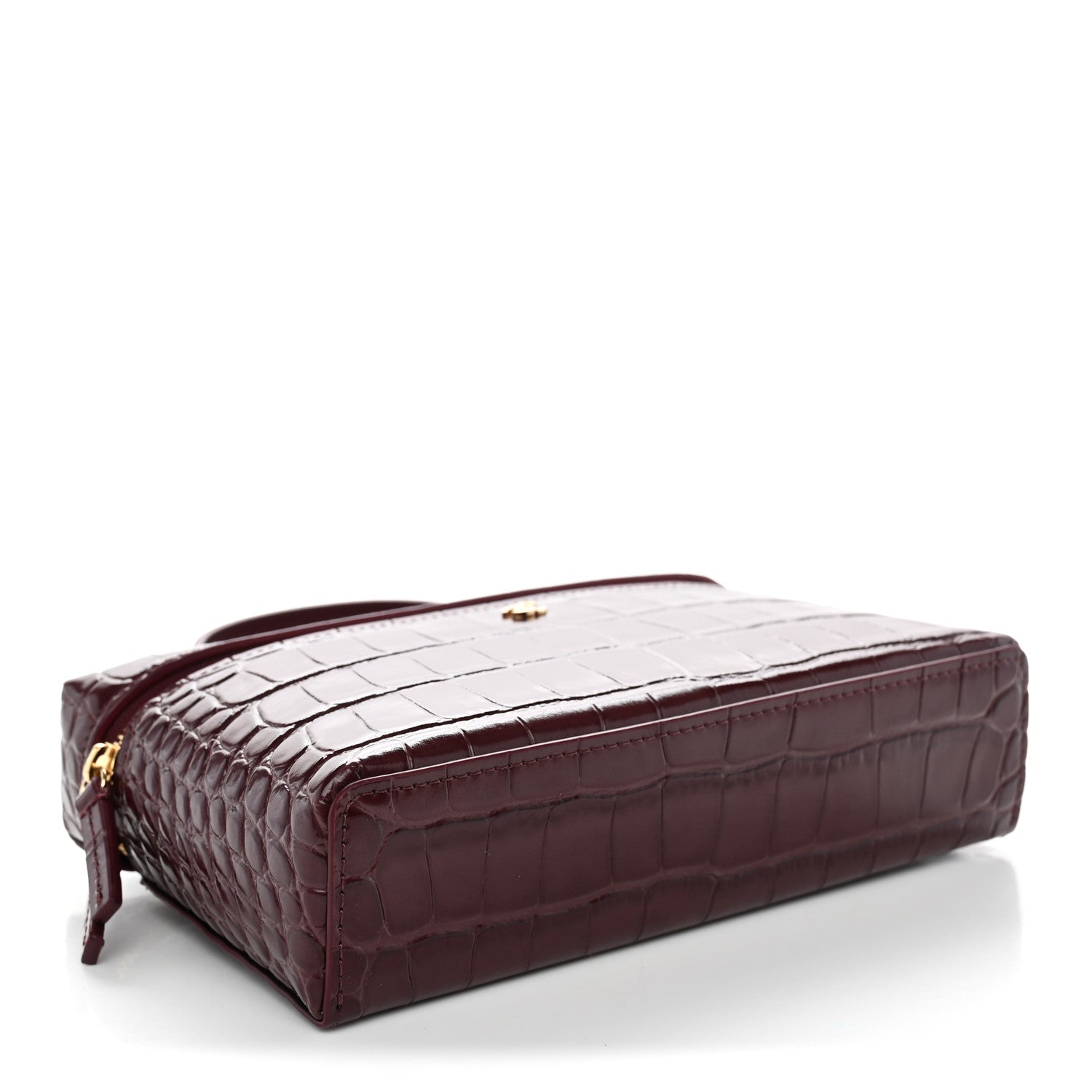 Chanel Calfskin Crocodile Embossed Crococo Exoticoco Vanity With Chain Dark Burgundy 3 of 10