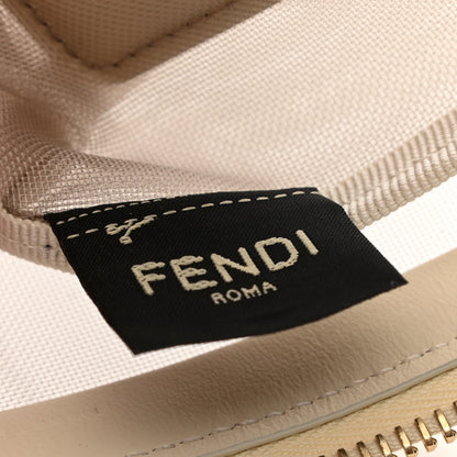 Fendi Mesh Vitello King Logo Embroidered Large Flat Pouch Sabbia White Ice 6 of 8