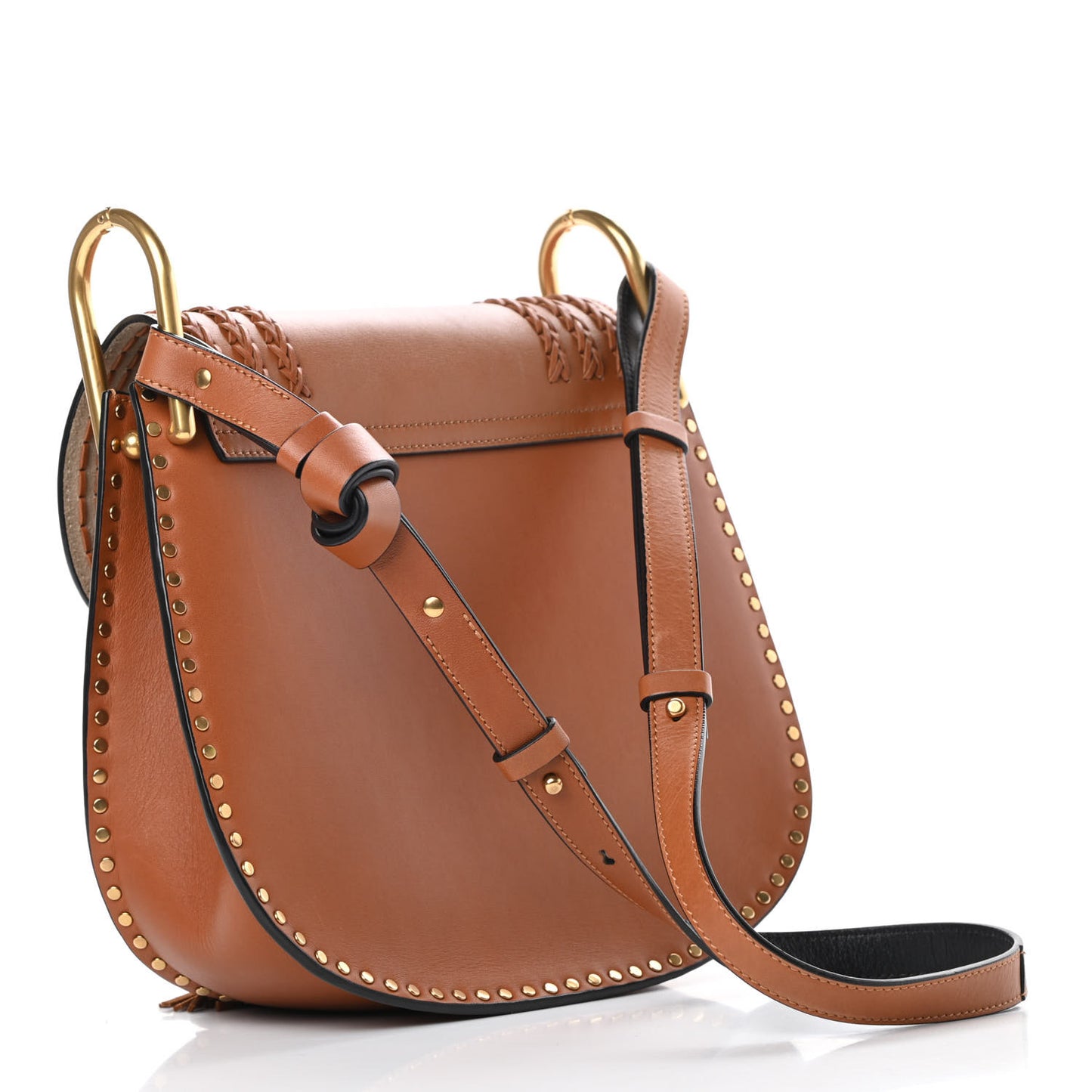 Calfskin Braided Medium Hudson Shoulder Bag Caramel