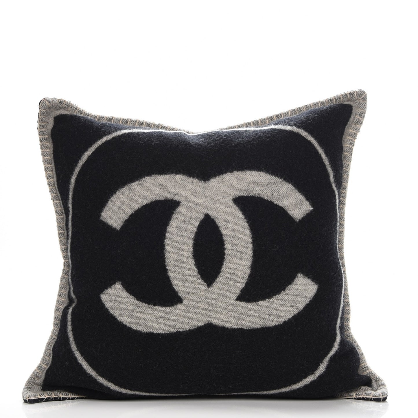 Merino Wool Cashmere CC Pillow Black Beige