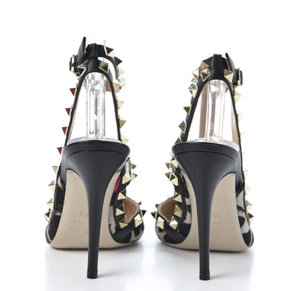 Valentino Garavani Calf Hair Leopard Print Rockstud Ankle Strap Pumps 35.5 Black Pink 6 of 9