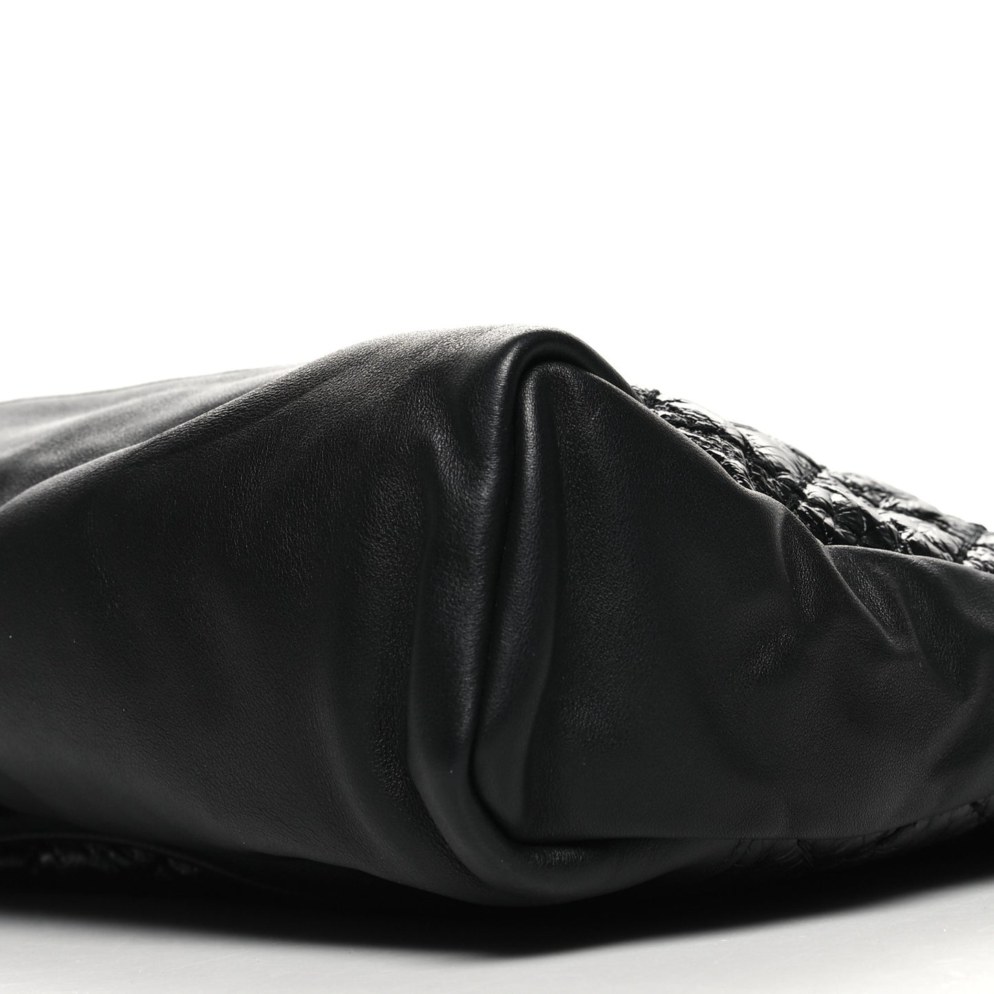 Crumpled Calfskin Quilted 31 Large Shopping Bag Black