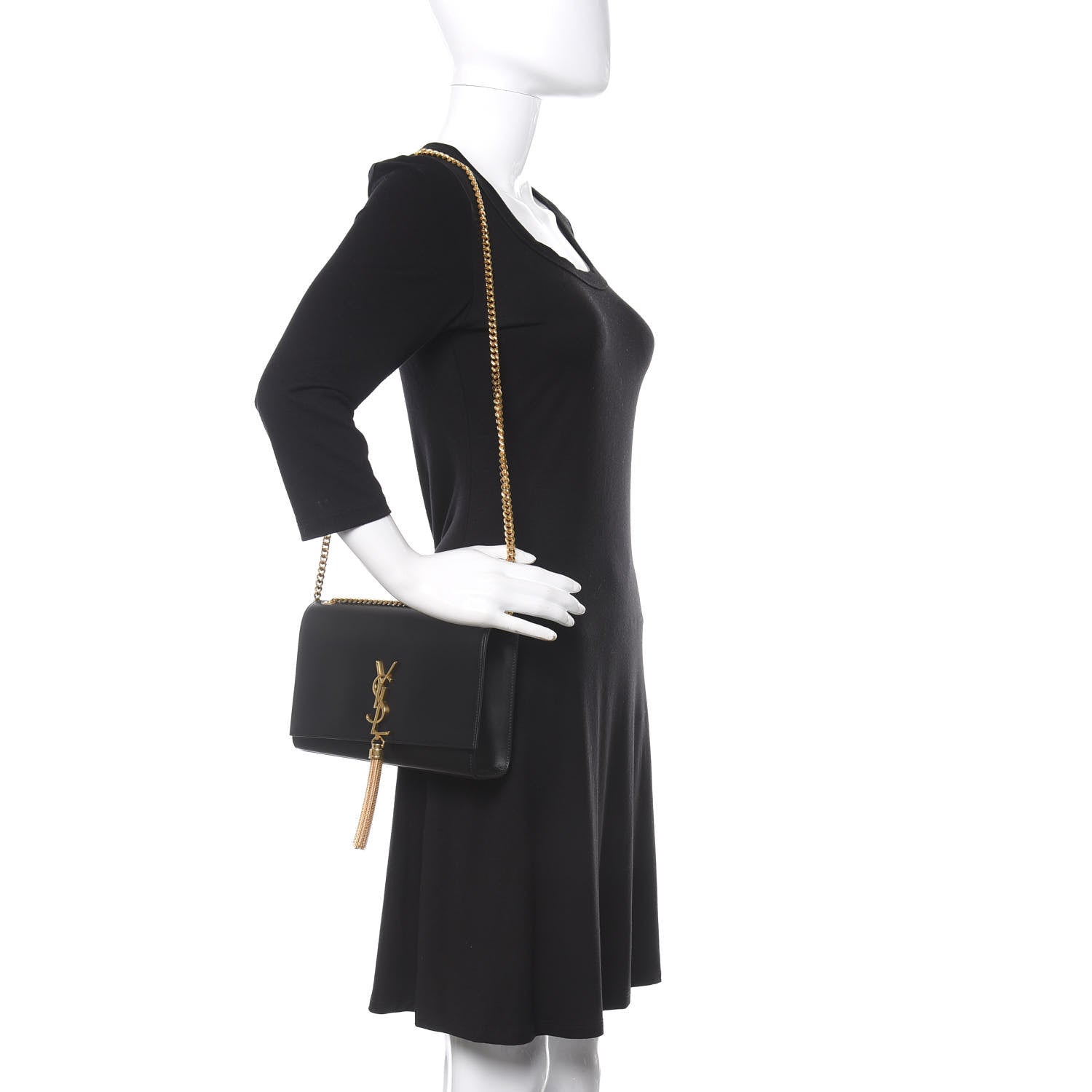 Saint Laurent Smooth Calfskin Medium Classic Monogram Kate Tassel Satchel Black 2 of 8