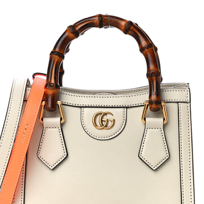 Gucci Wonka Grain Calfskin Mini Diana Tote Bag Mystic White Orange Fluo 9 of 12