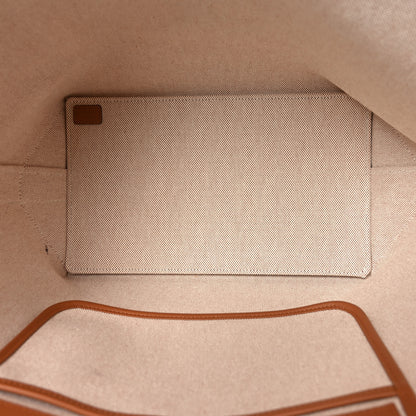 Hermes H Plume Canvas Swift Printed Fantaisie d'Etriers Steeple 28 Bag Fauve Ecru Beige Gold 4 of 9