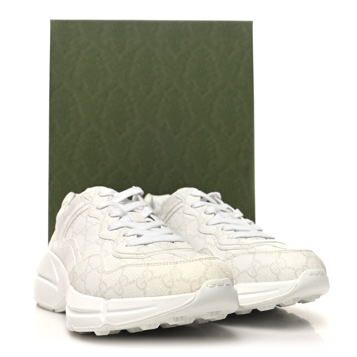 Tessuto Monogram GG Supreme Printed Mens Gucci Run Sneakers 8 White