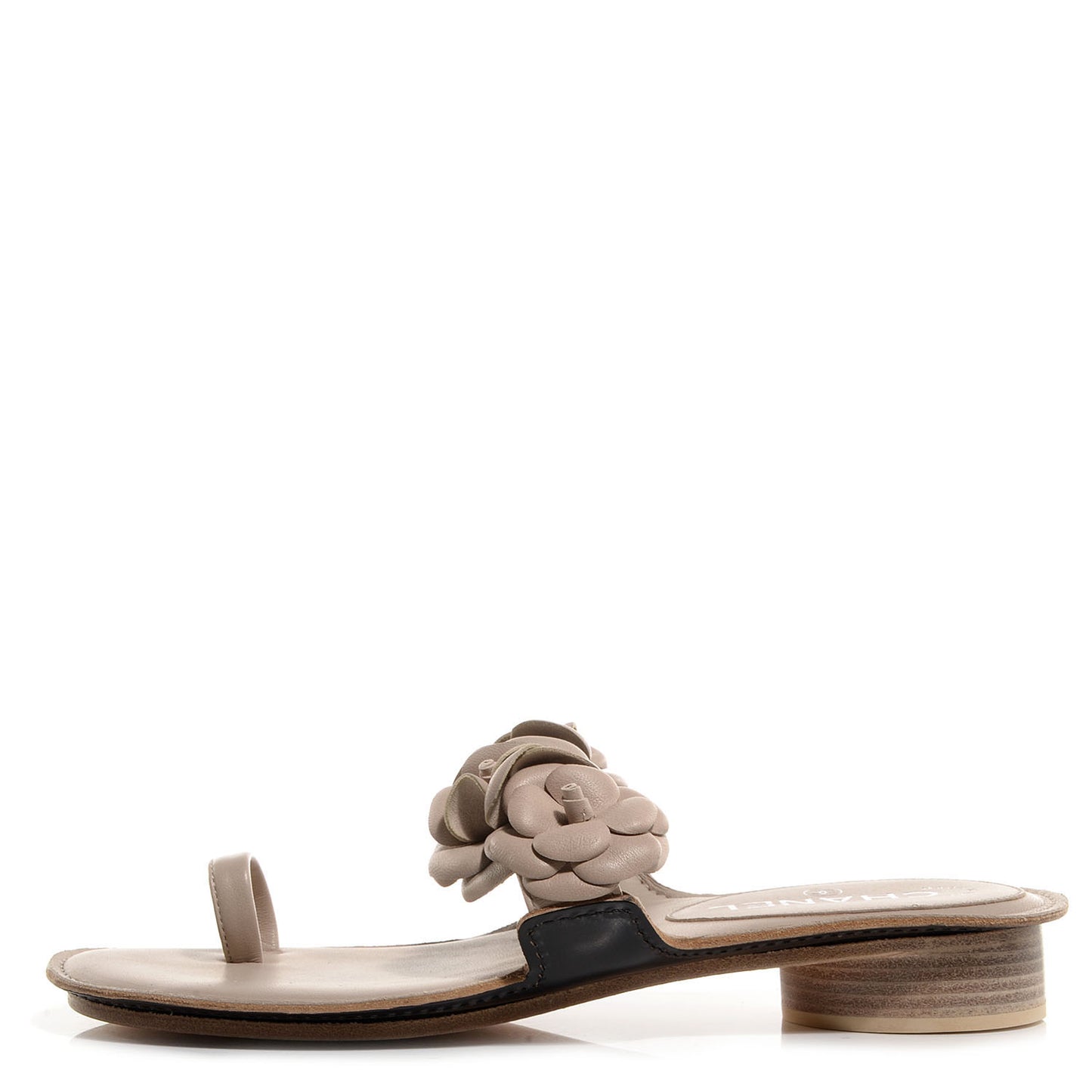 Lambskin Camellia Sandals 38 Light Grey