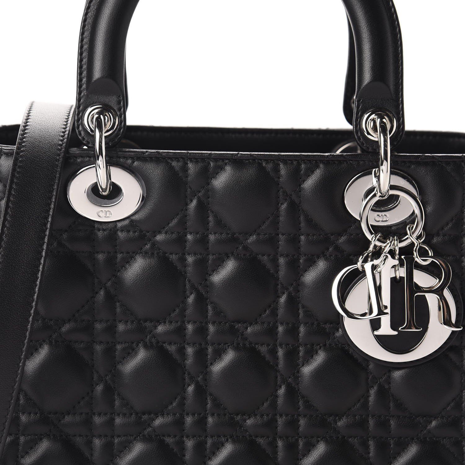 Christian Dior Lambskin Cannage Medium Lady Dior Black 11 of 12