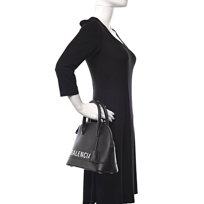 Balenciaga Signature Grained Calfskin Logo S Ville Top Handle Bag Black White 2 of 9
