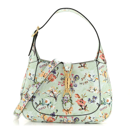 Gucci New Shangai Calfskin Soave Amore Printed Small Jackie 1961 Hobo Mint Green 1 of 12