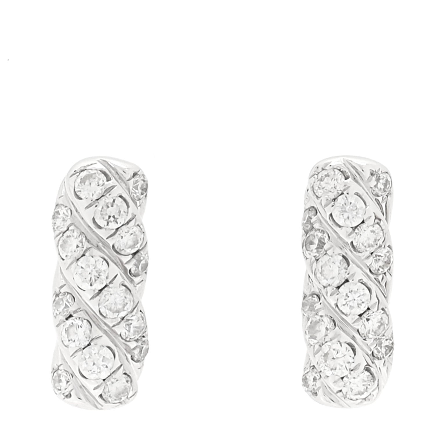 David Yurman 18K White Gold Diamond Cable Collectibles Bar Stud Earrings 1 of 4