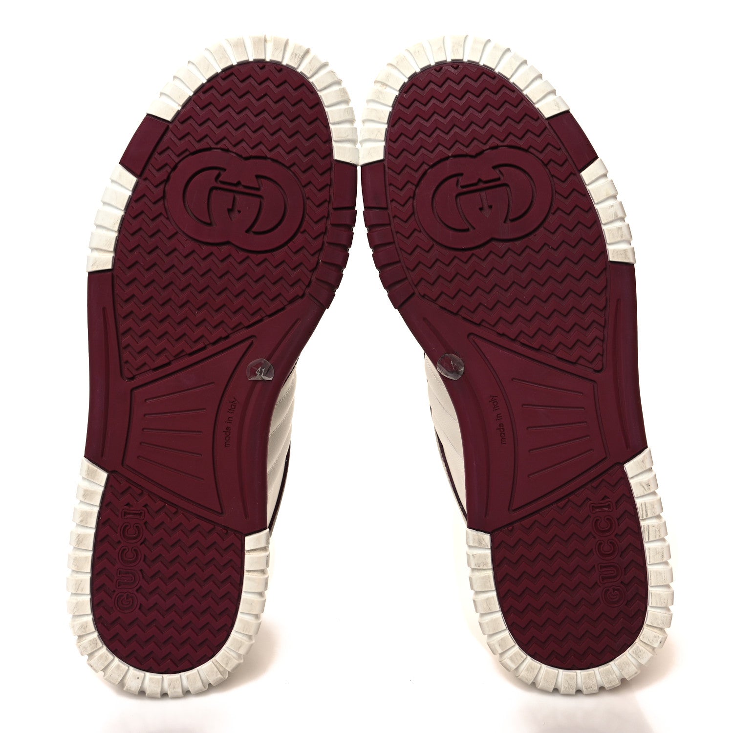 Gucci Calfskin Suede Womens Re-Web Sneakers 41 White Red 5 of 10