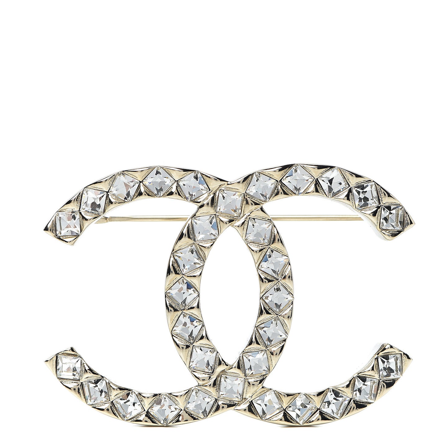 Baguette Crystal CC Brooch Light Gold