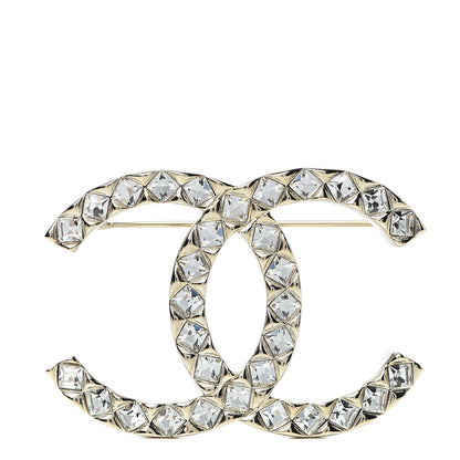 Chanel Baguette Crystal CC Brooch Light Gold 1 of 4