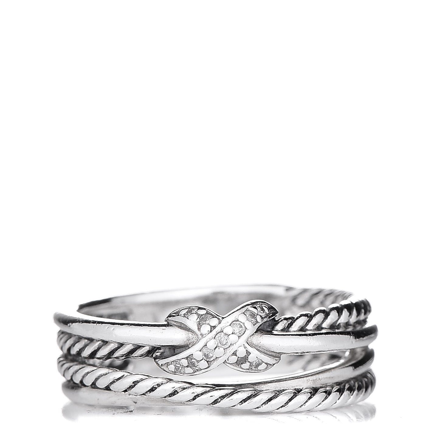 Sterling Silver Diamond X Crossover Ring 52 6