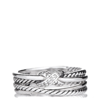 David Yurman Sterling Silver Diamond X Crossover Ring 52 6 1 of 5