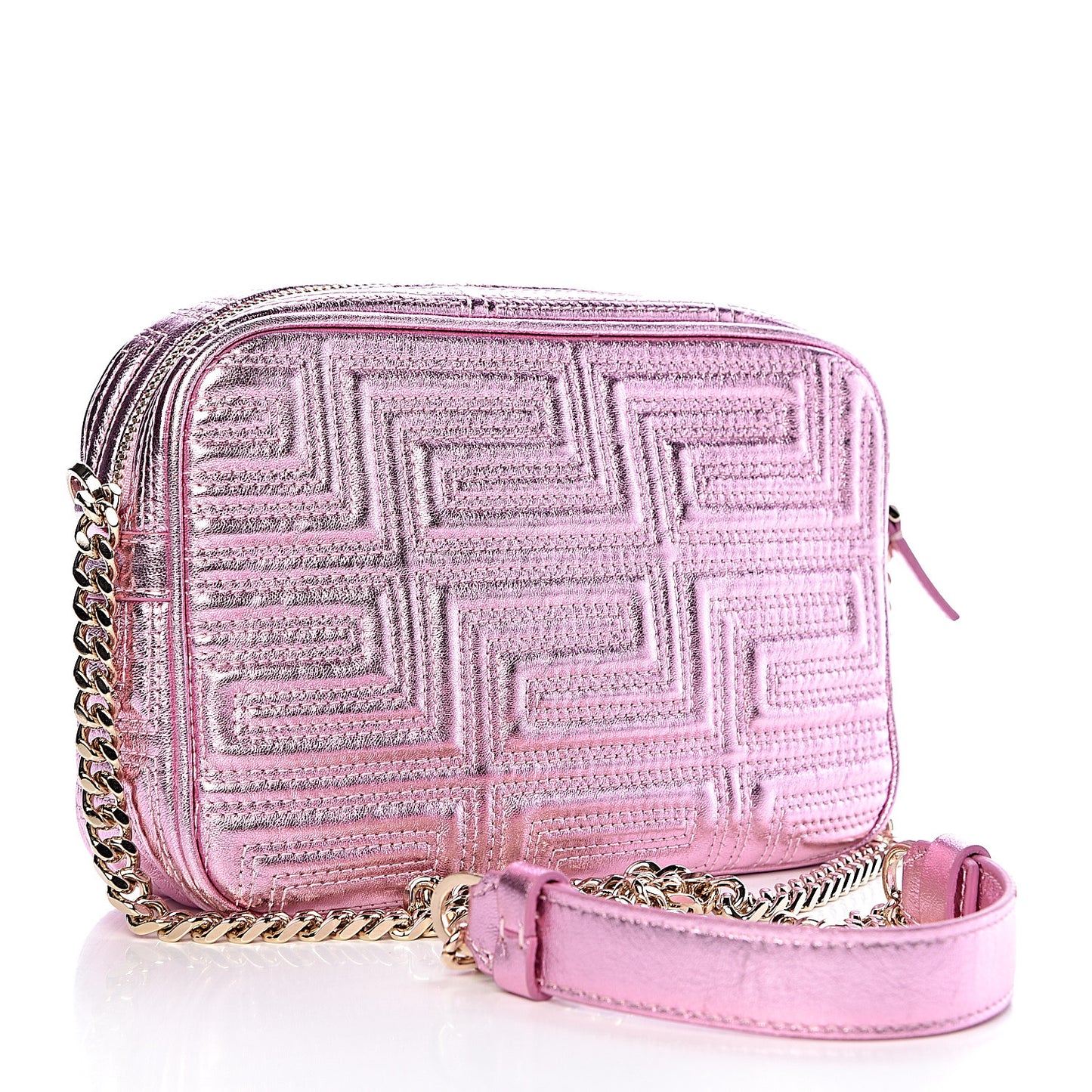 Metallic Nappa Quilted Icon Camera Bag Rosa