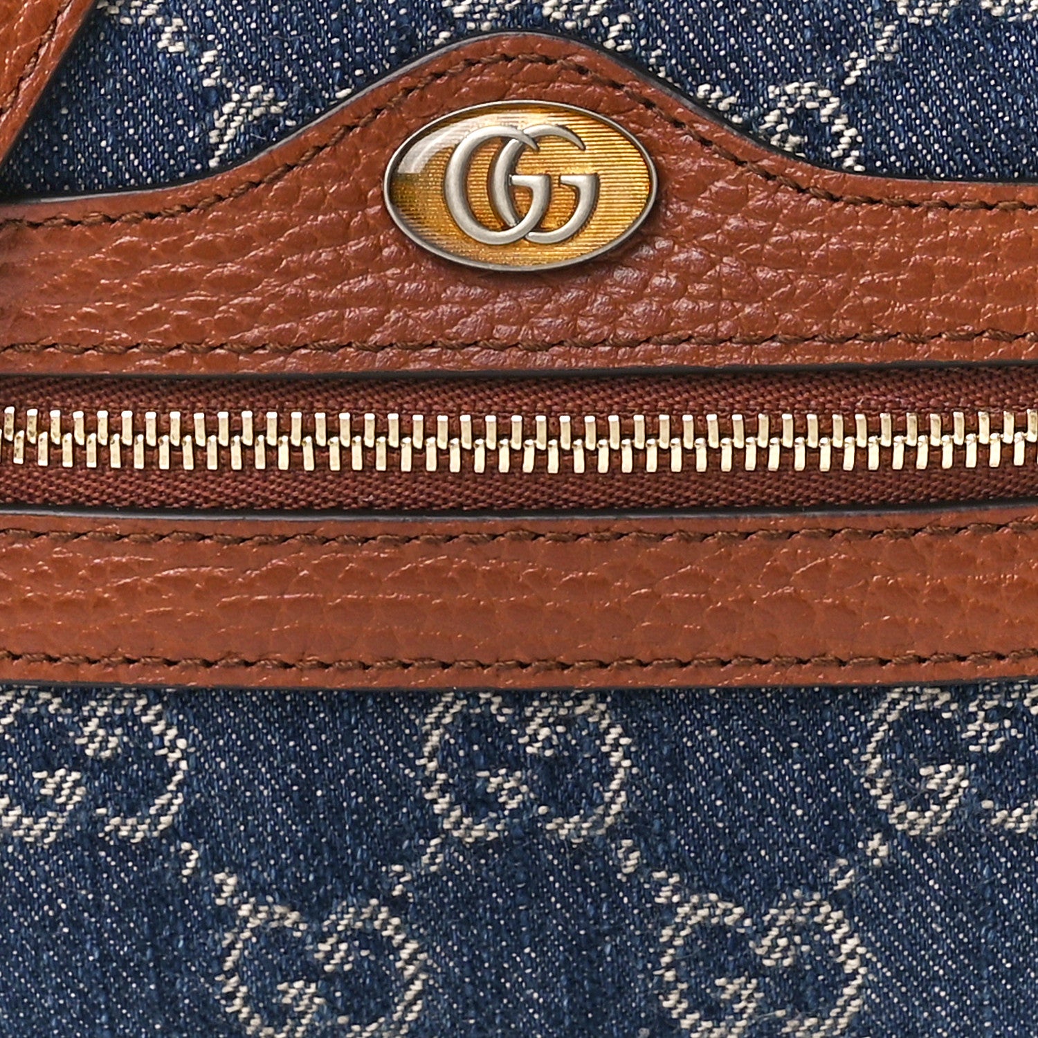 Gucci New Denim GG Monogram Dollar Calfskin Mini Ophidia Shoulder Bag Blue Tea Cuir Epilog 8 of 11