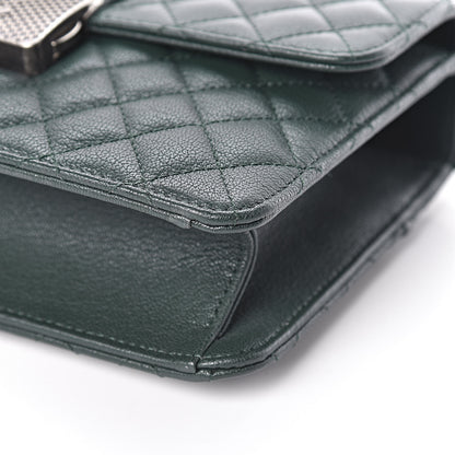 Chanel Goatskin Quilted Small CC University Top Handle Flap Dark Green 6 of 10