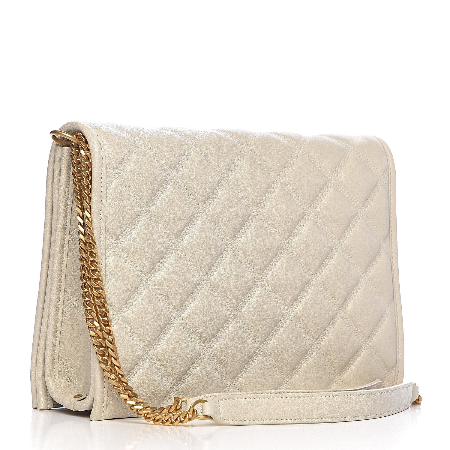Saint Laurent Lambskin Quilted Small Becky Chain Bag Blanc Vintage 3 of 10