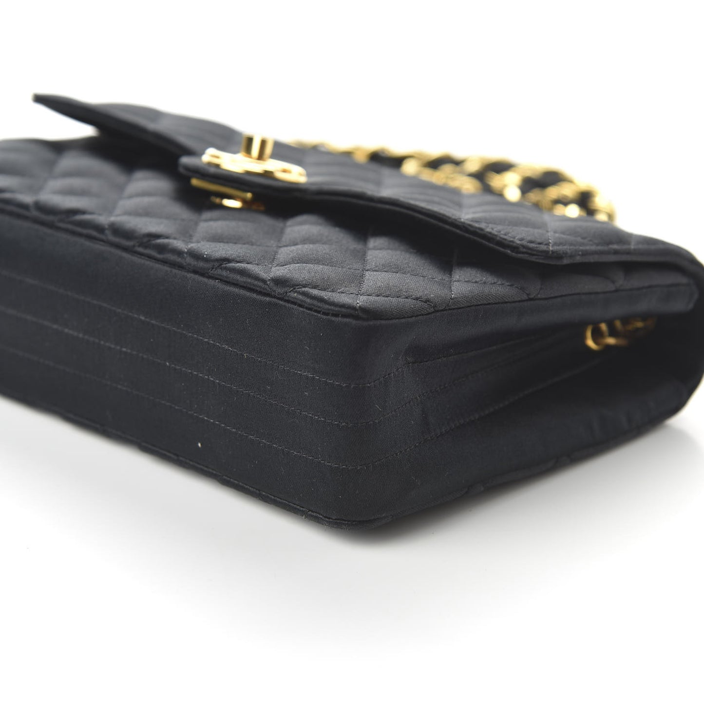 Satin Quilted Evening Bag Black