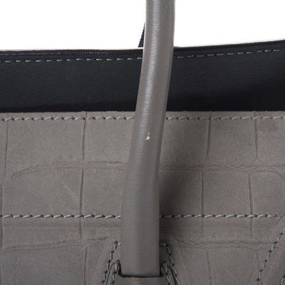 Celine Crocodile Embossed Nubuck Medium Phantom Luggage Grey 11 of 16