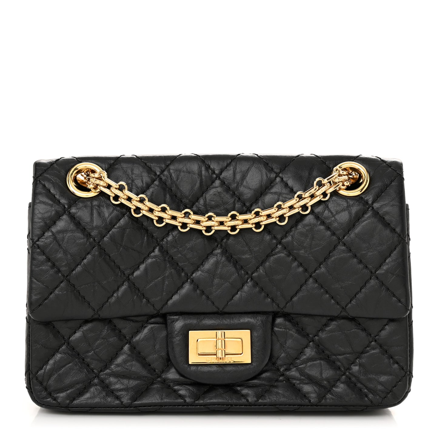 Aged Calfskin Quilted 2.55 Reissue Mini Flap Black