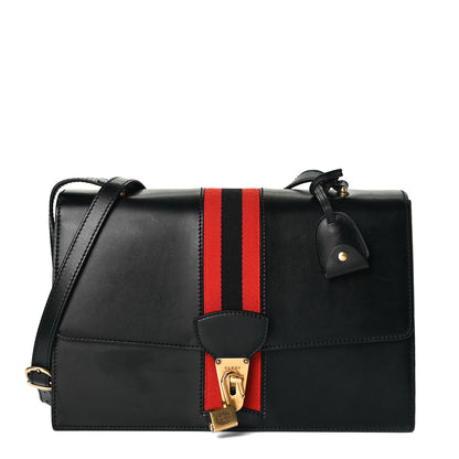 Gucci Calfskin Web Turn Lock Shoulder Bag Black 1 of 7