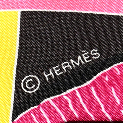 Hermes Silk Mors A Jouets Chemise Slim Maxi Twilly Rose Vif Jaune Vif 2 of 4