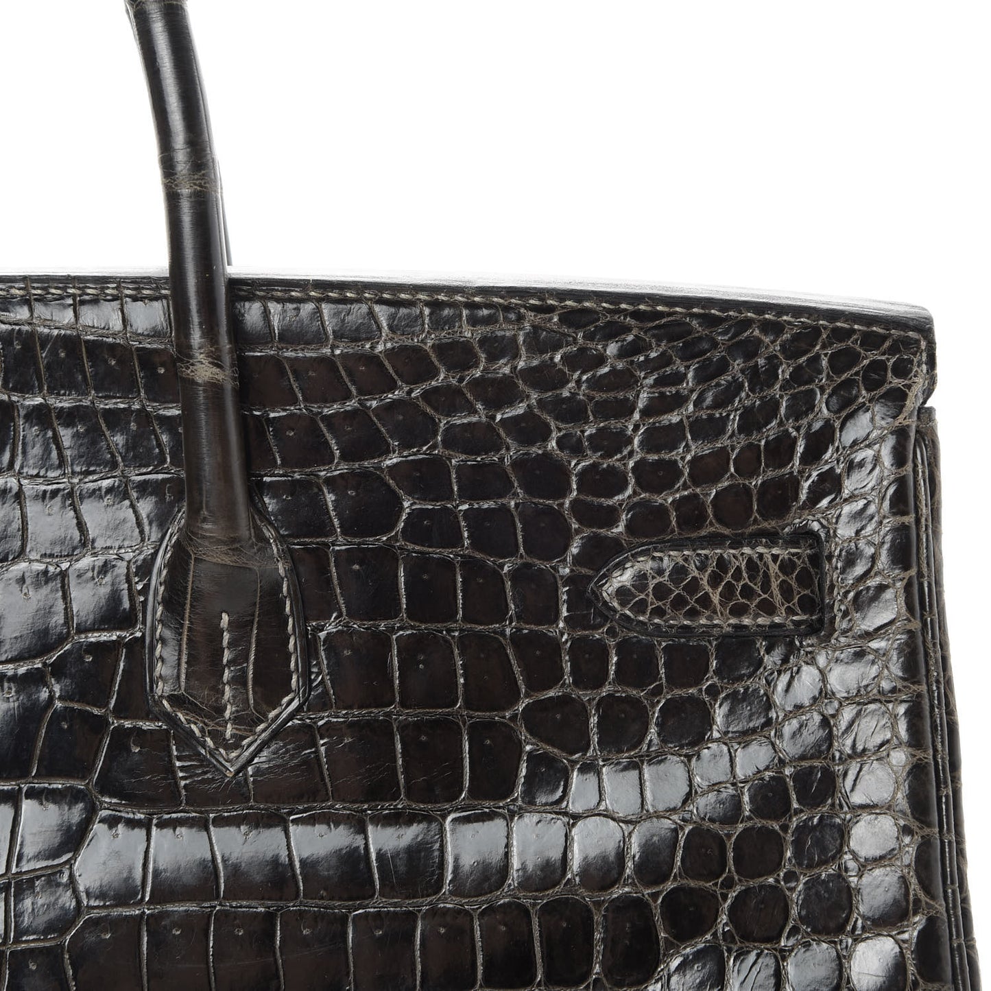 Shiny Porosus Crocodile Birkin 40 Graphite