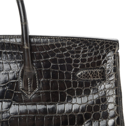 Hermes Shiny Porosus Crocodile Birkin 40 Graphite 8 of 45