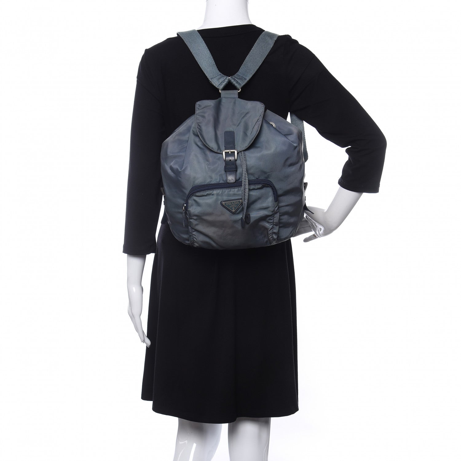 Prada Nylon Vela Cinch Backpack Blue 2 of 10