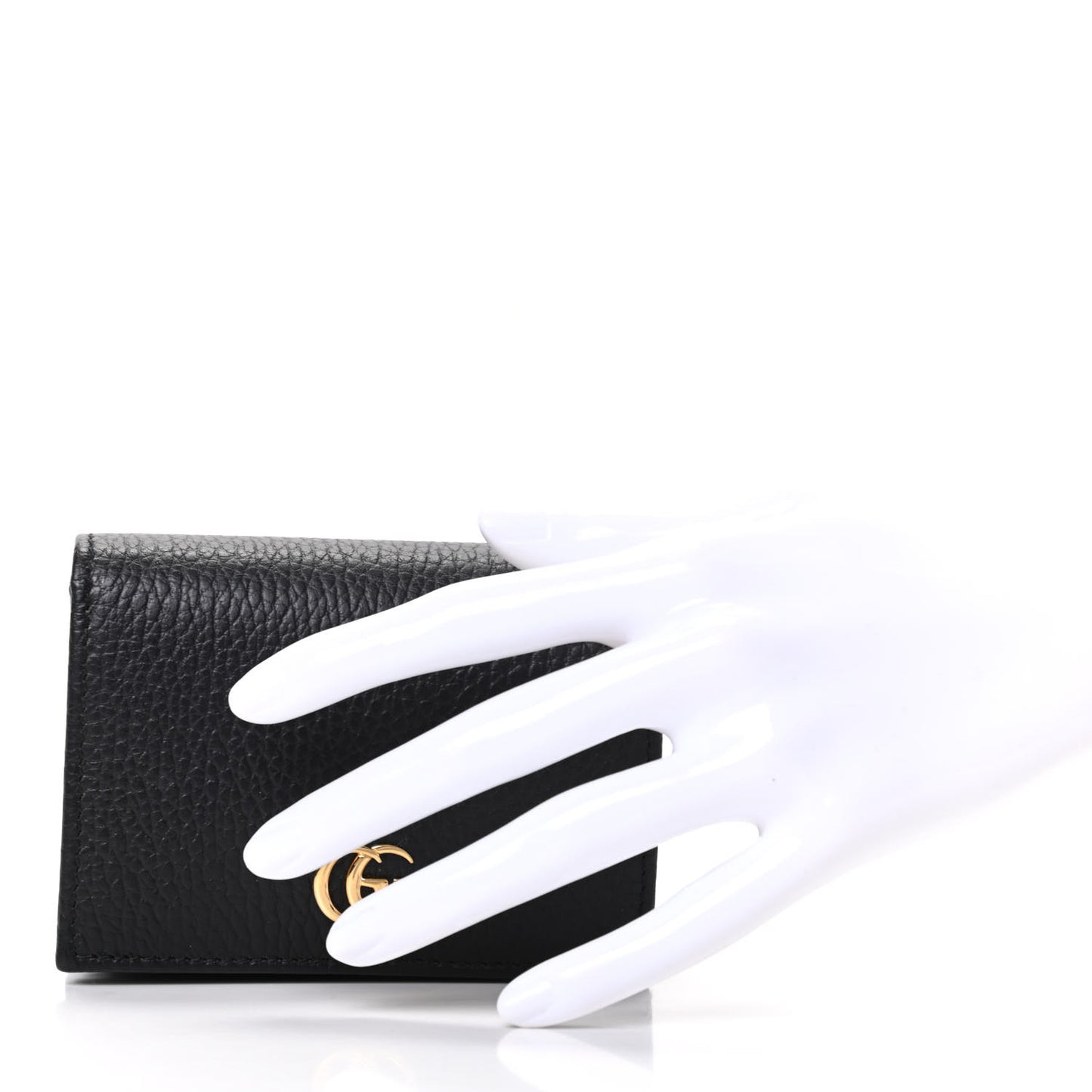 Pebbled Calfskin GG Marmont Card Case Black