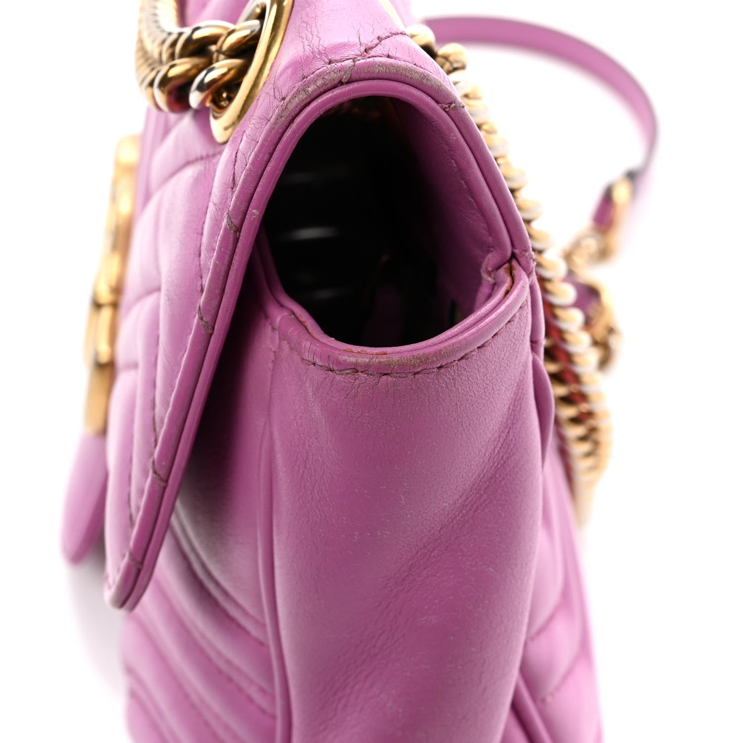 Gucci Calfskin Matelasse Medium GG Marmont Shoulder Bag Candy Mousse 13 of 15