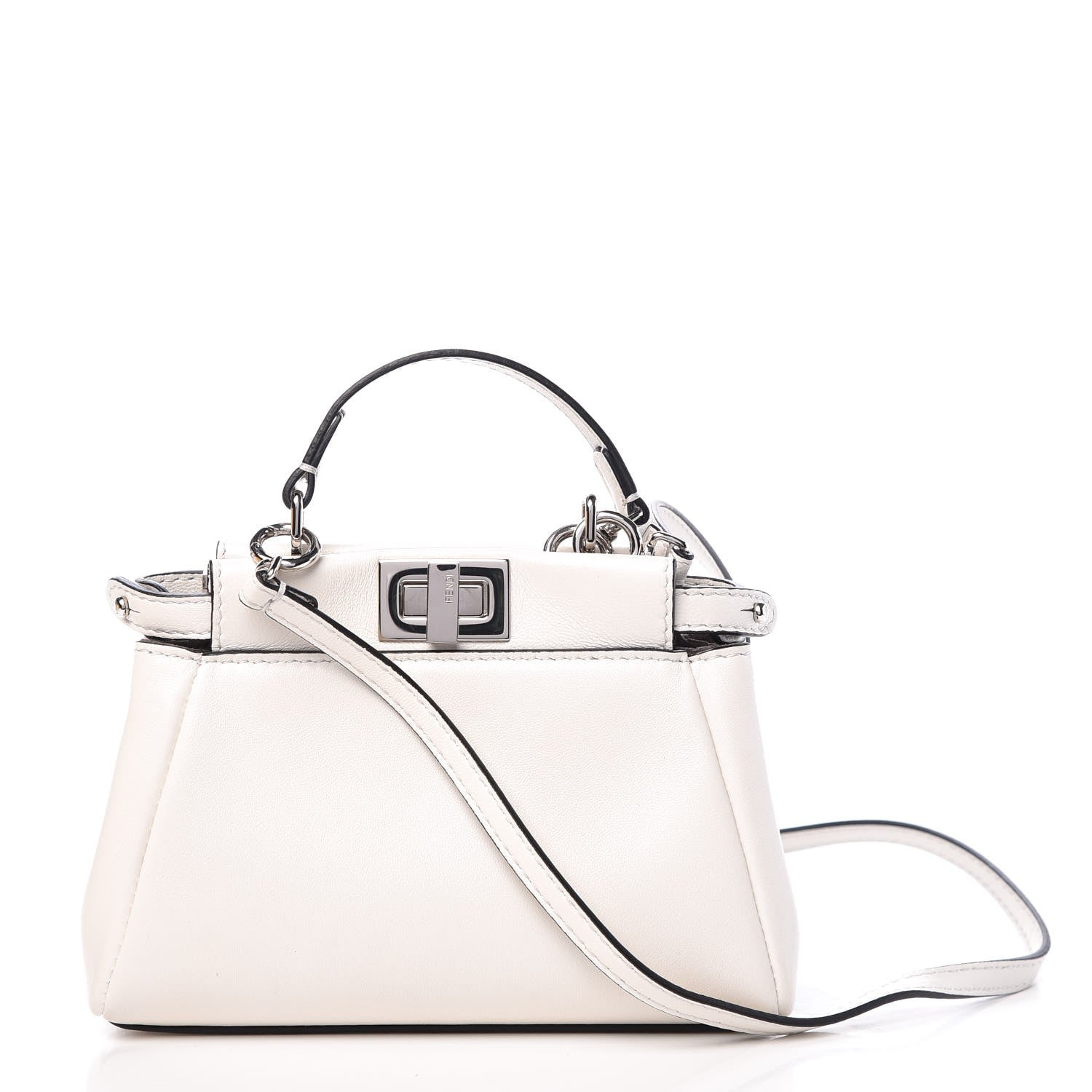 Fendi Shiny Nappa Micro Peekaboo Iconic Satchel White 1 of 9