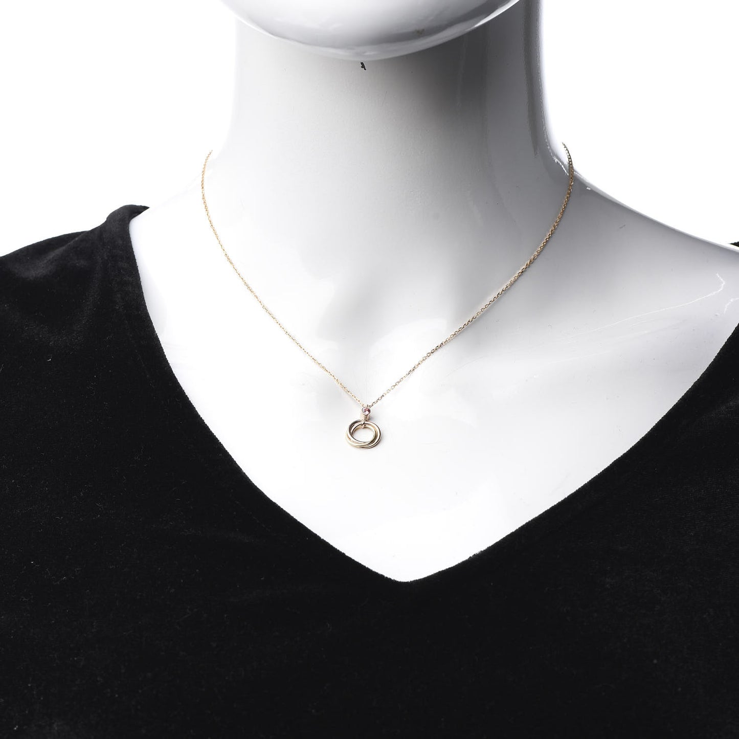 18K Pink Yellow White Gold Pink Spinel Trinity Pendant Necklace