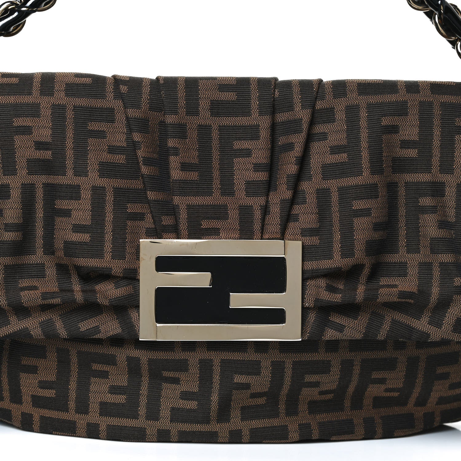 Fendi Zucca Patent Mia Shoulder Flap Tobacco 9 of 13
