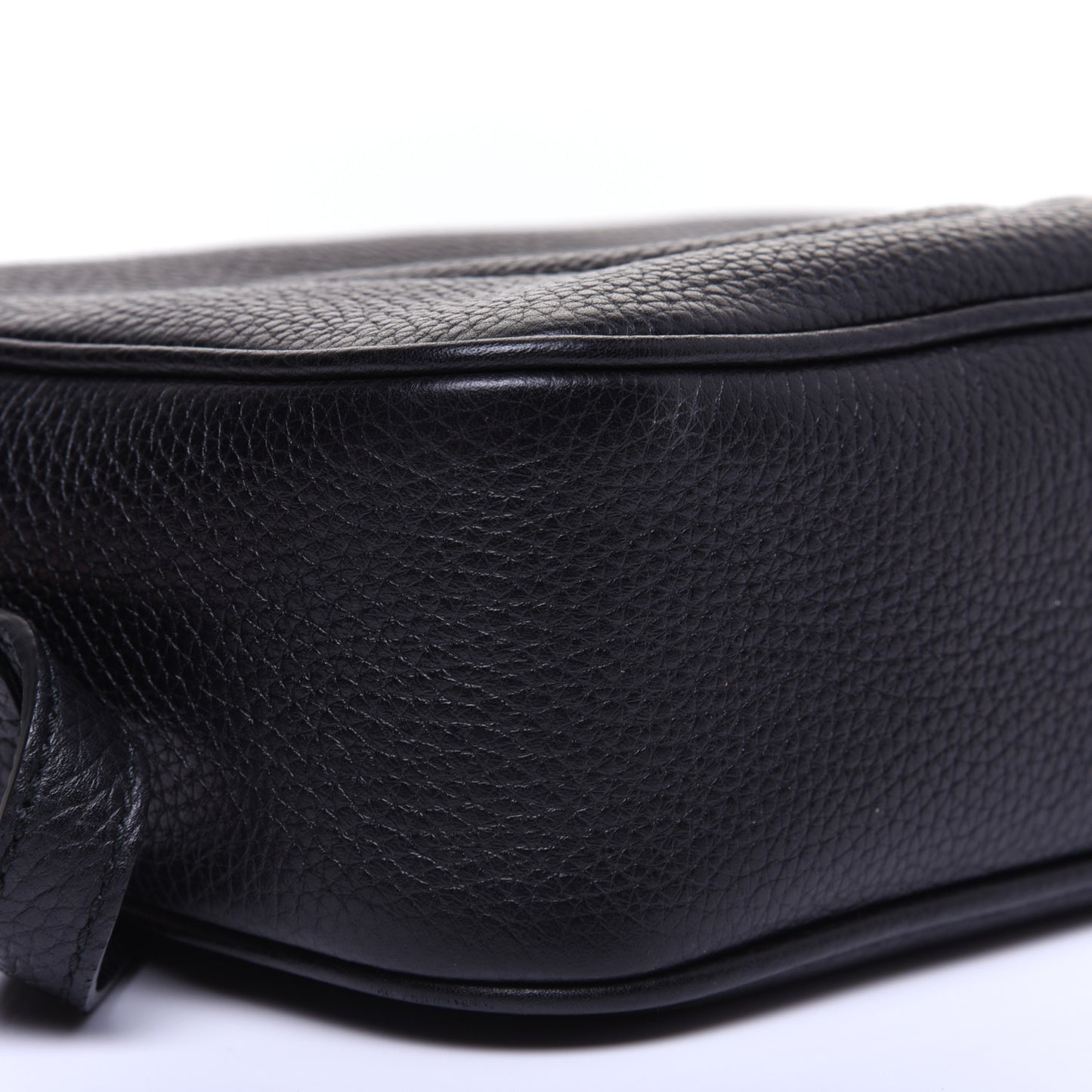 Pebbled Calfskin Small Soho Disco Bag Black
