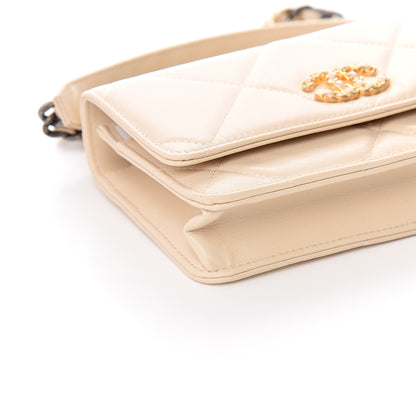 Chanel Goatskin Quilted 19 Wallet On Chain WOC Beige 8 of 11