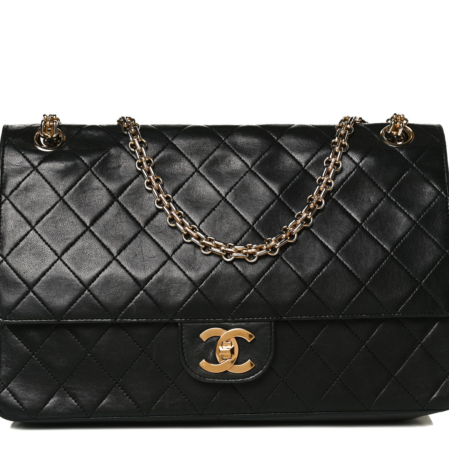 Chanel Lambskin Quilted Medium Double Flap Bijoux Chain Black 8 of 12
