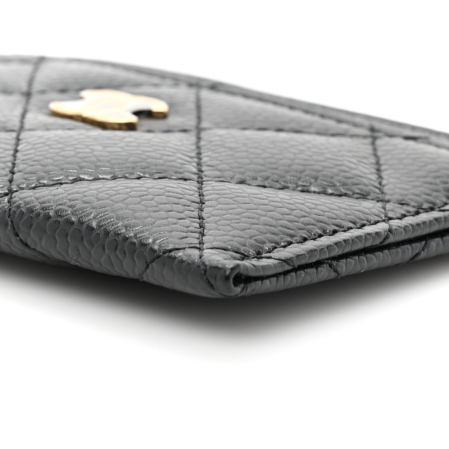 Caviar Quilted Card Holder Black