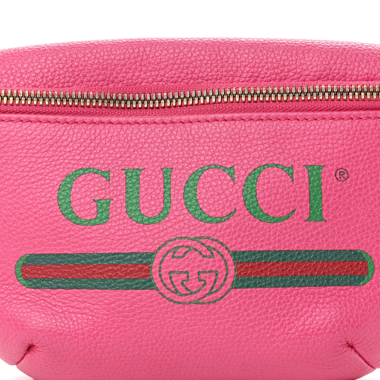 Grained Calfskin Small Logo Belt Bag Box Pink Green