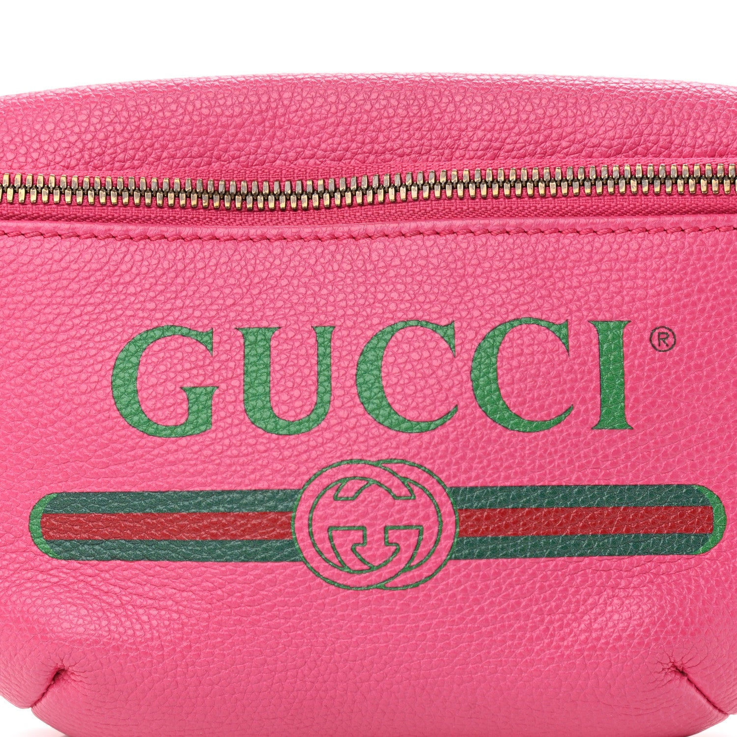 Gucci Grained Calfskin Small Logo Belt Bag Box Pink Green 8 of 11