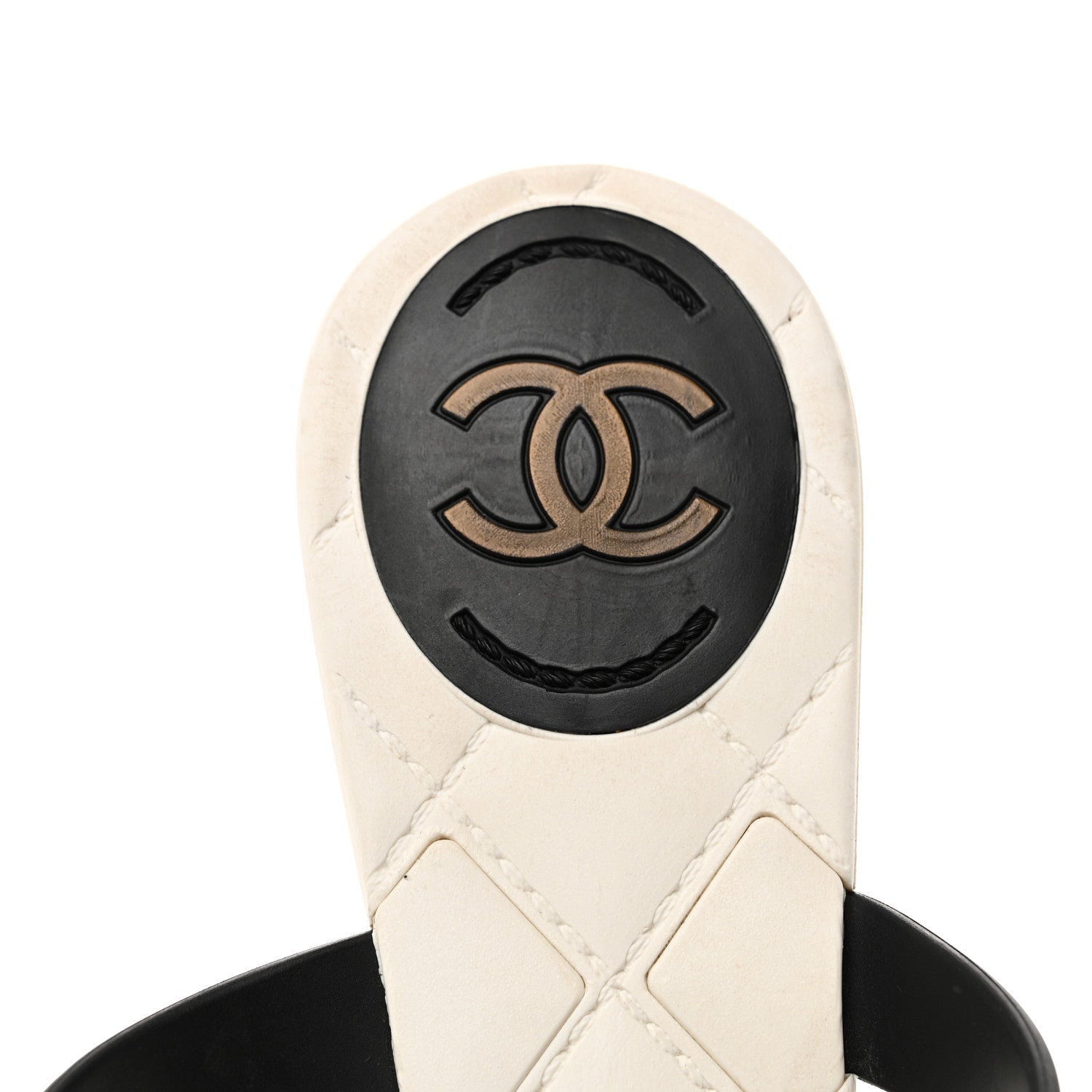 Chanel Jelly Quilted Camellia Thong Sandals 39 White Black 8 of 9