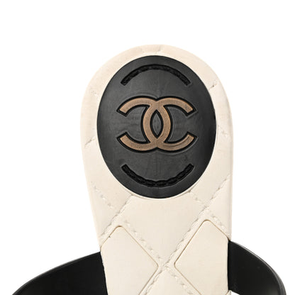 Chanel Jelly Quilted Camellia Thong Sandals 39 White Black 8 of 9