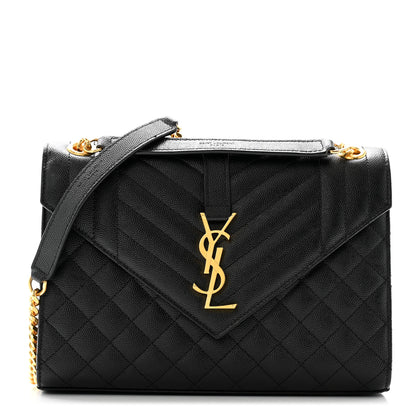Saint Laurent Grain De Poudre Textured Mixed Matelasse Triquilt Medium Monogram Satchel Black 1 of 13