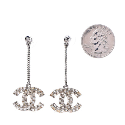 Chanel Baguette Crystal CC Dangle Earrings Silver 3 of 5